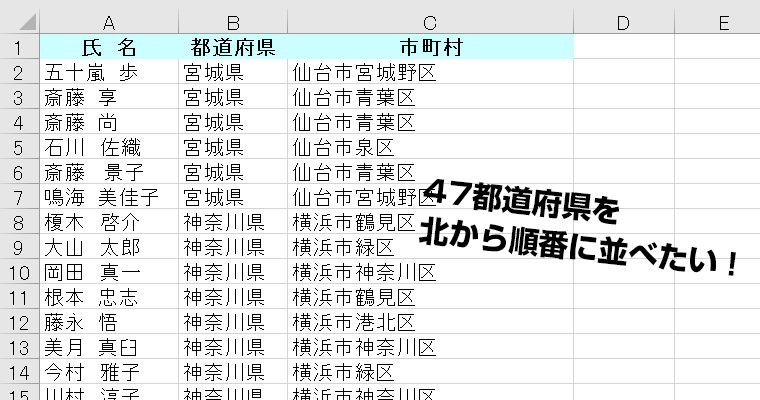 47都道府県データの並べ替えや使用する際のexcelテクニック パソコンスキルと資格のscワンポイント講座