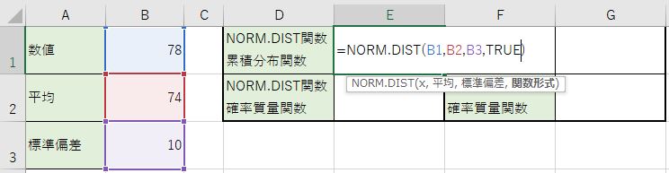 NORM.DIST関数を書きました