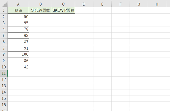 Excel（エクセル）の関数を活用してみよう！とある数値から歪度を求めてみよう！『SKEW』（スキュー）関数＆『SKEW.P』（スキュー・ピー）関数