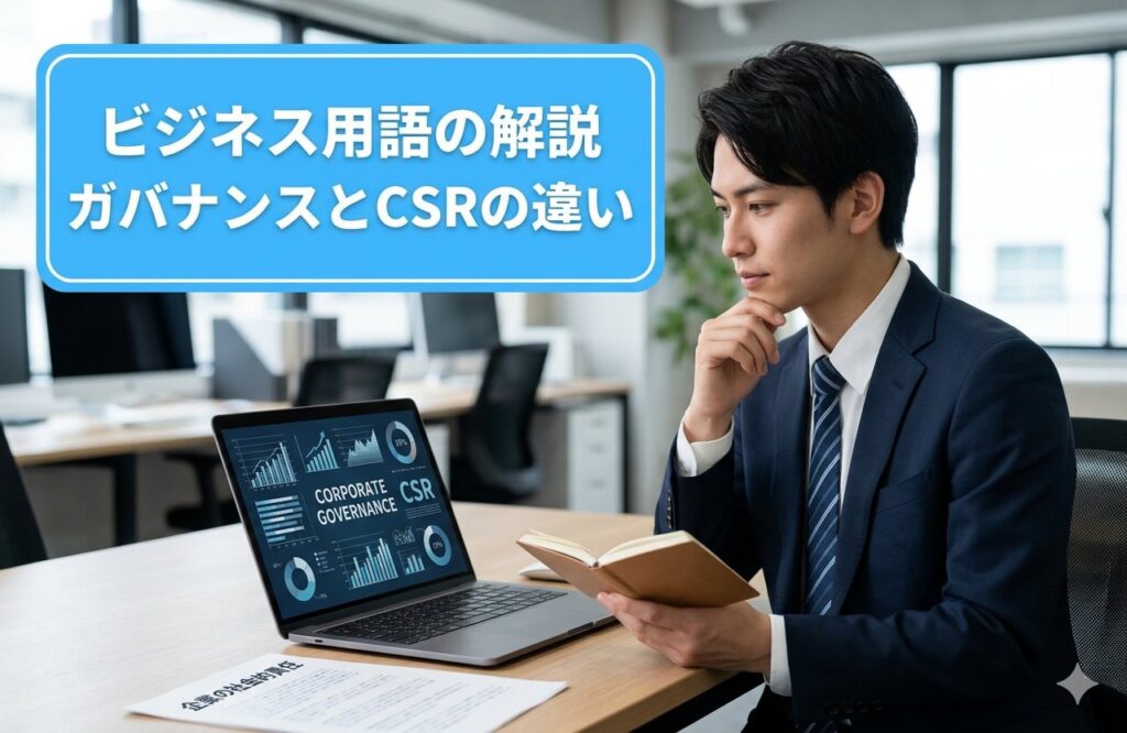 似ている言葉「コーポレートガバナンス」「CSR」との違い