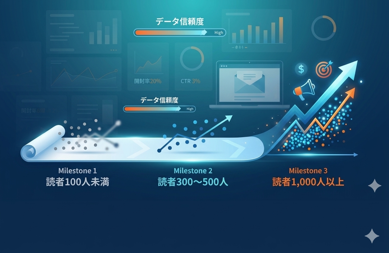 読者数1,000人が分かれ道！信頼できるメルマガ効果測定の条件と成果を出す改善ロードマップ