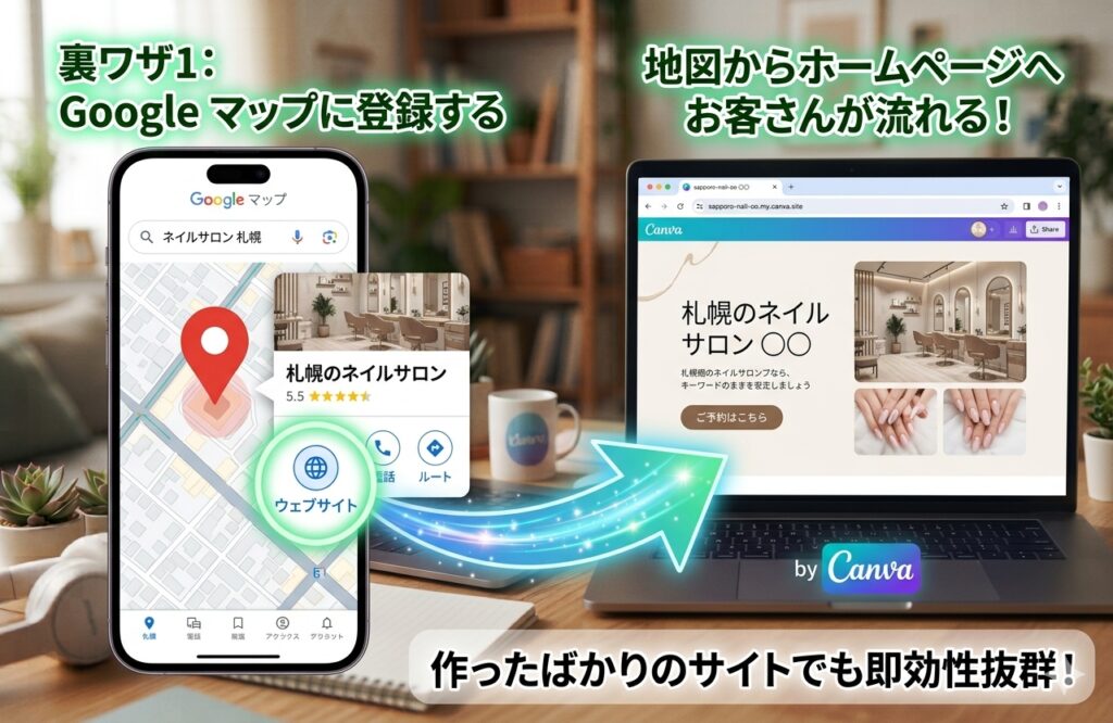 Canvaで作成したホームページのSEO対策｜裏ワザ1：Googleビジネスプロフィールに登録する（効果絶大・無料）
