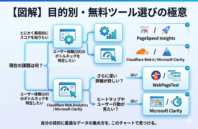 目的で無料ホームページ表示速度測定ツールを選ぶ