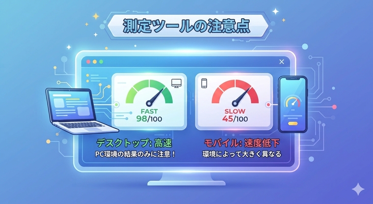 無料のホームページ表示速度測定ツールを使うときの注意点