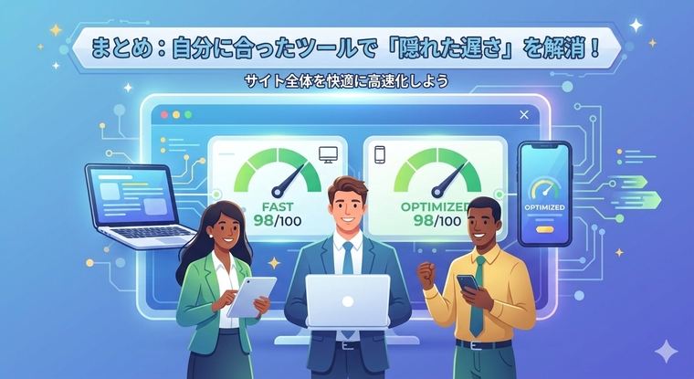まとめ：自分に合ったホームページ表示速度測定無料ツールで、サイトの「隠れた遅さ」を解消しよう！