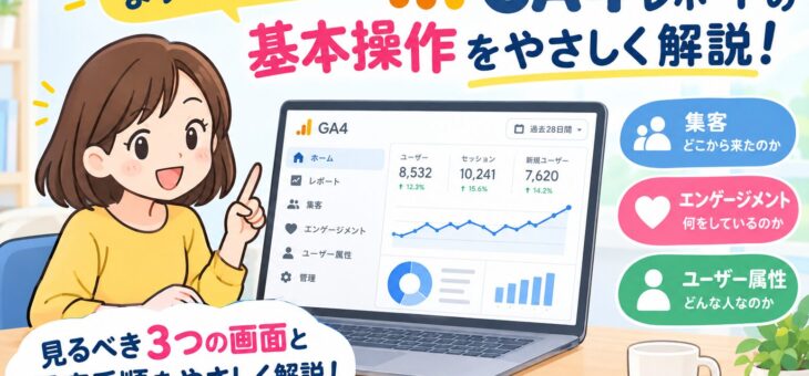 【完全初心者向け】GA4レポートの基本操作をやさしく解説！見るべき3つの画面と設定手順